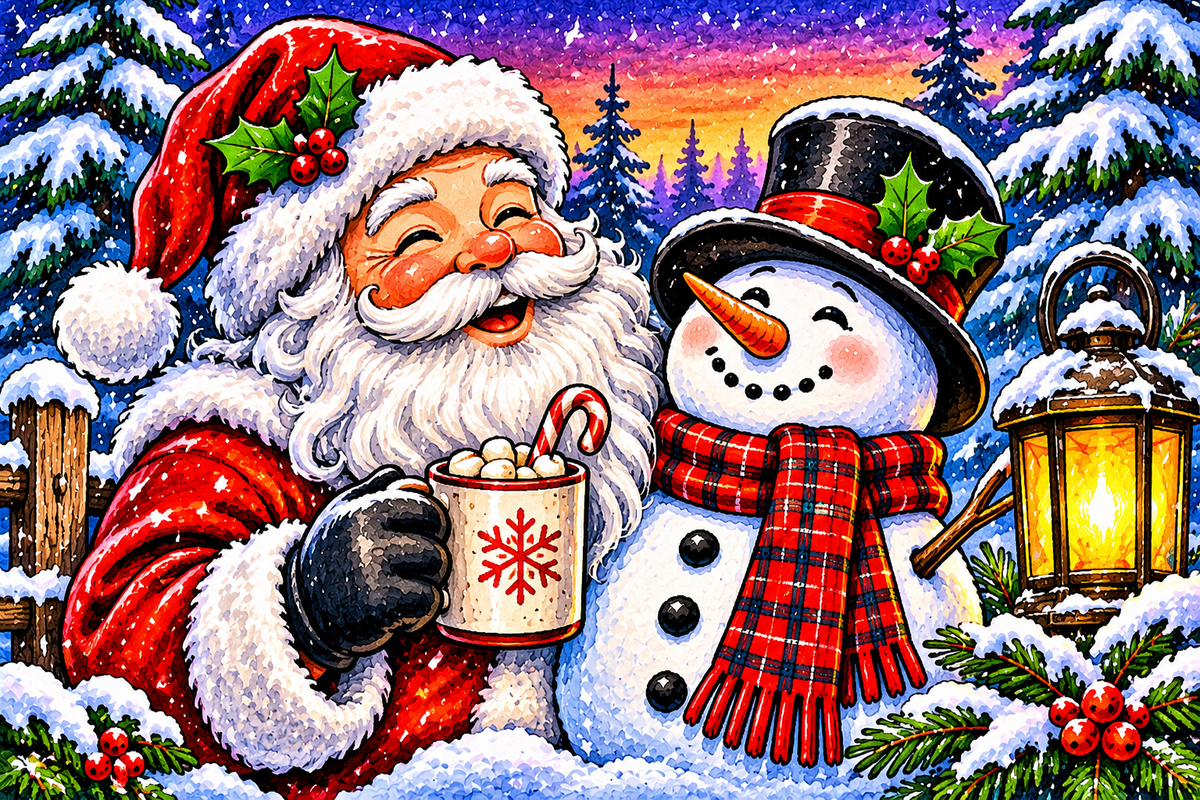 Santa and Snowman Magnet