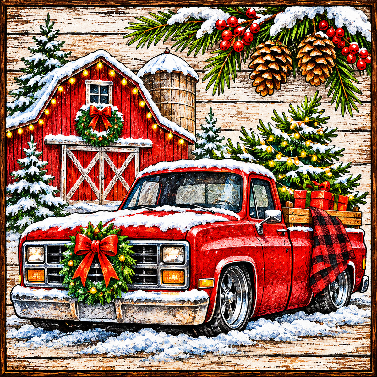 2 pk. Vintage Christmas Truck Ceramic Coaster