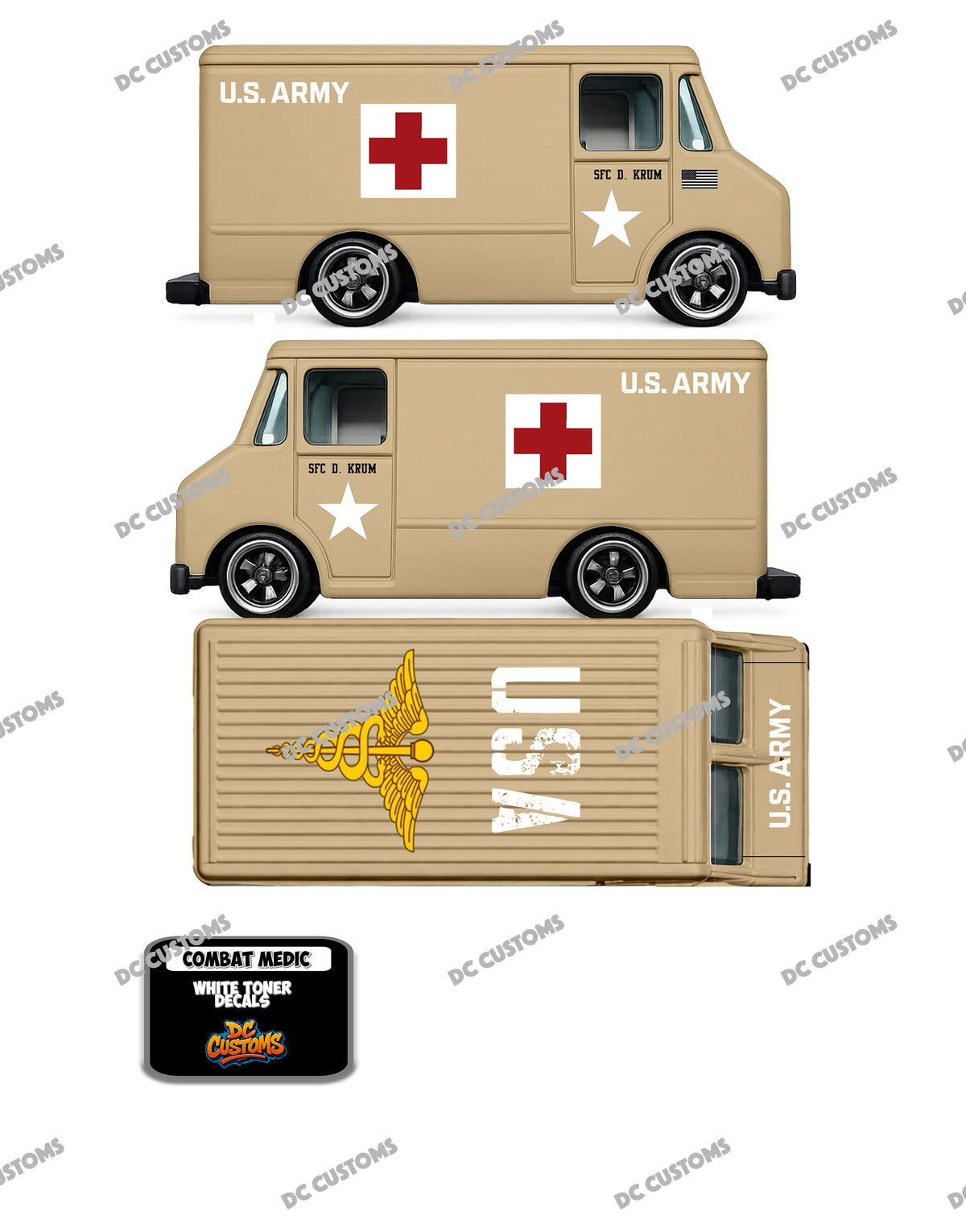 COMBAT MEDIC (WHITE TONER) DECALS US ARMY MEDIC