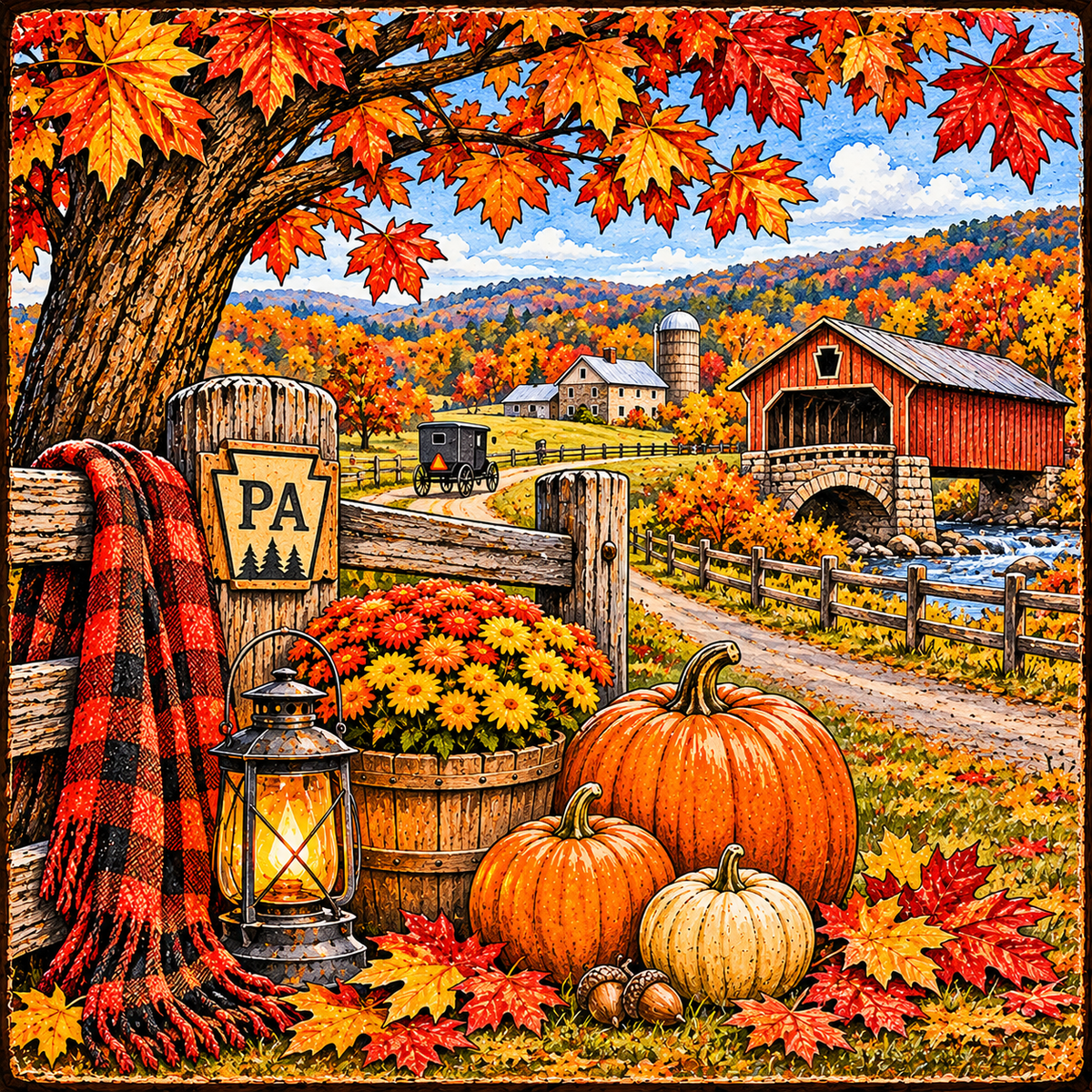 2 pk. PENNSYLVANIA AUTUMN CERAMIC COASTER