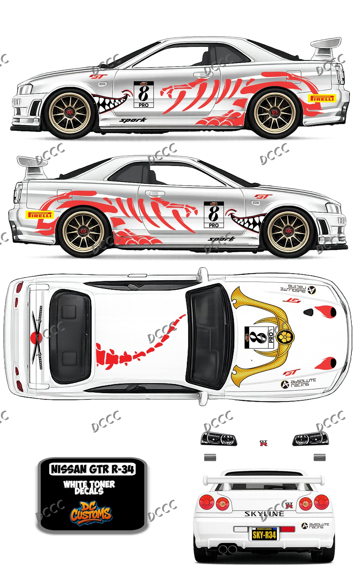 NISSAN SKYLINE R-34 DECALS
