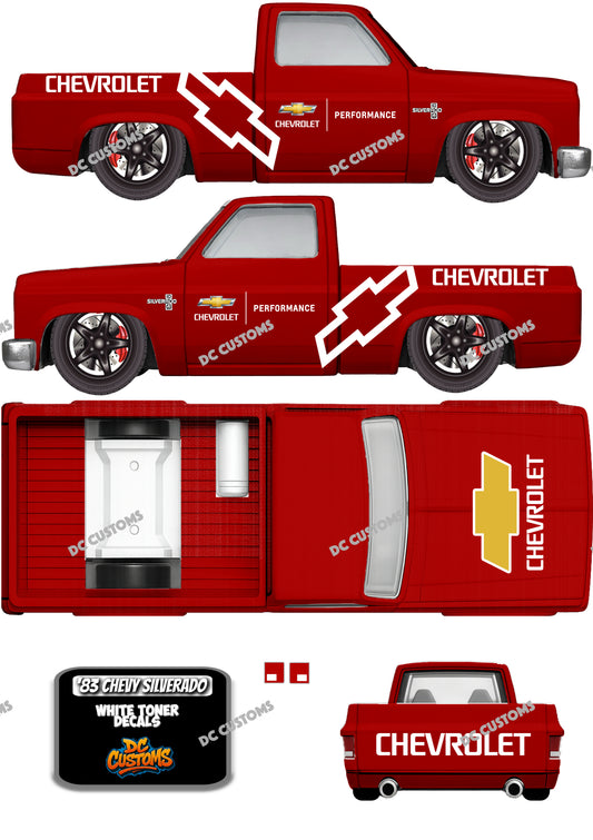 83 CHEVY SILVERADO (WHITE TONER) DECAL CHEVY PERFORMANCE