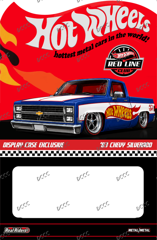 CUSTOM CARD FOR HOT WHEELS DISPLAY CASE 83 CHEVY SILVERADO