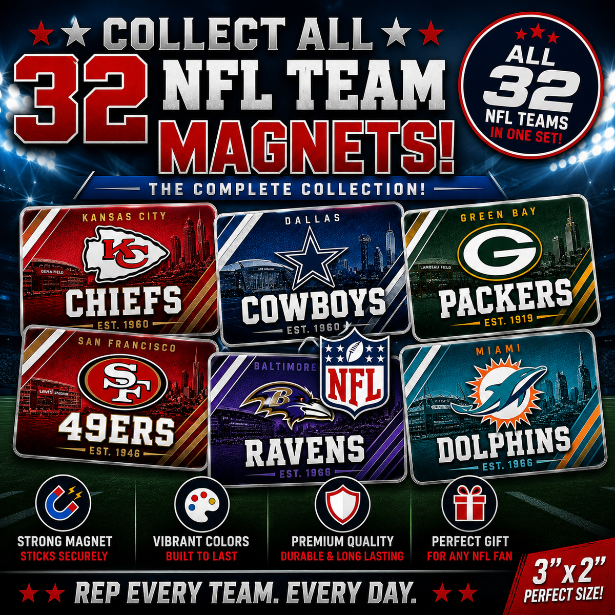Complete NFL Team Magnet Collection