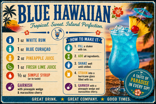 BLUE HAWAIIAN RECIPE MAGNET