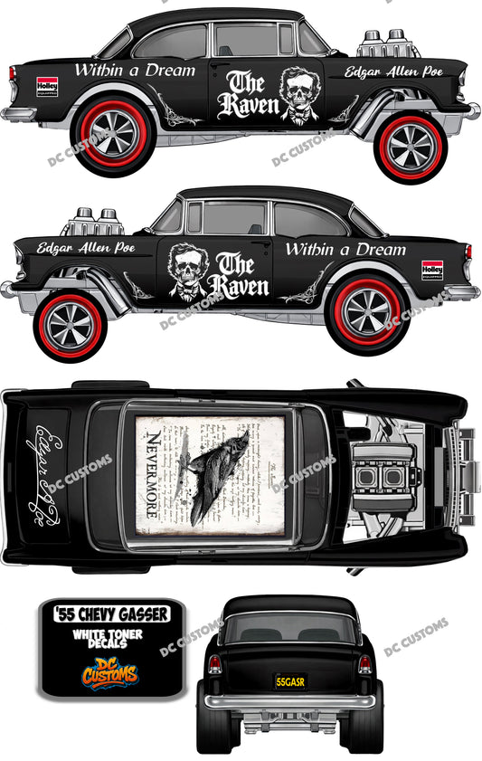 55 CHEVY GASSER (WHITE TONER ) THE RAVEN