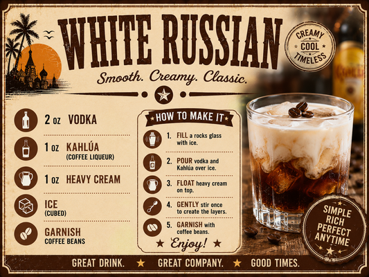 WHITE RUSSIAN RECIPE MAGNET