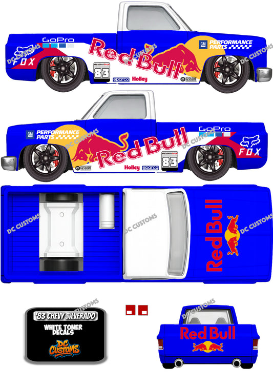 83 CHEVY SILVERADO (WHITE TONER) DECALS REDBULL
