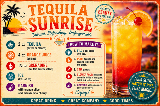 TEQUILA SUNRISE RECIPE MAGNET