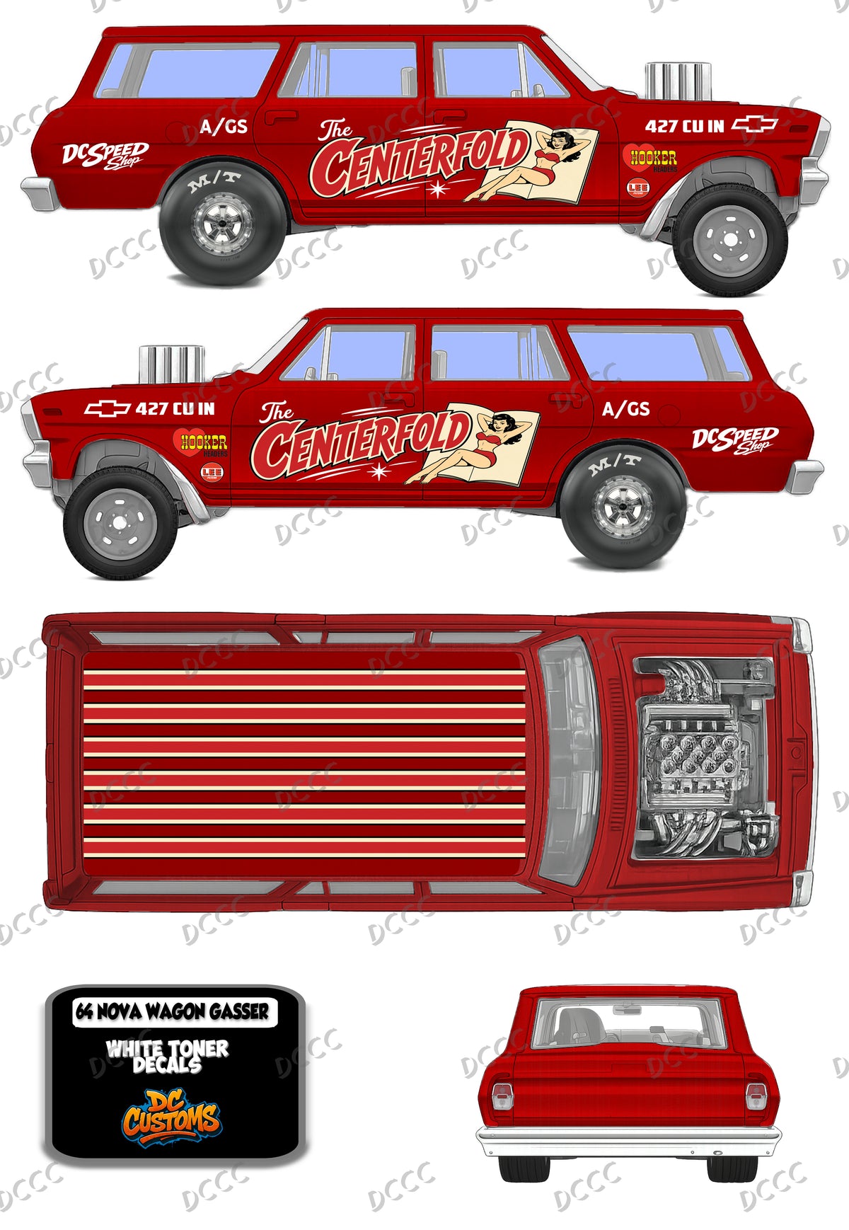 NOVA GASSER (WHITE TONER) DECALS "THE CENTERFOLD"