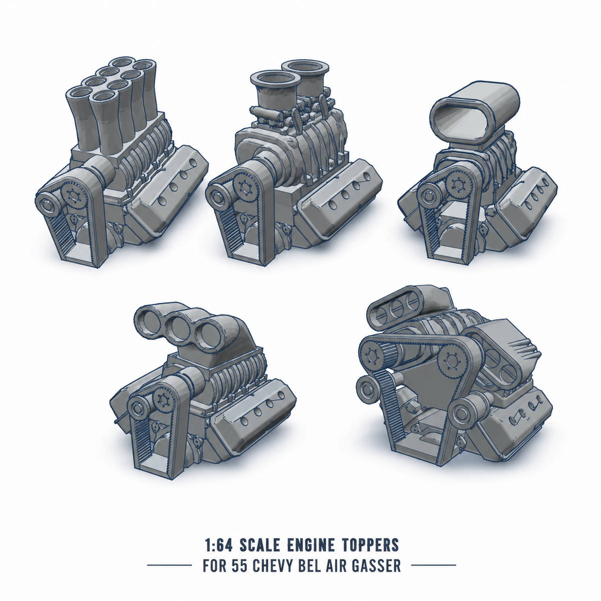 55 CHEVY GASSER ENGINES (3D PRINTED RESIN)