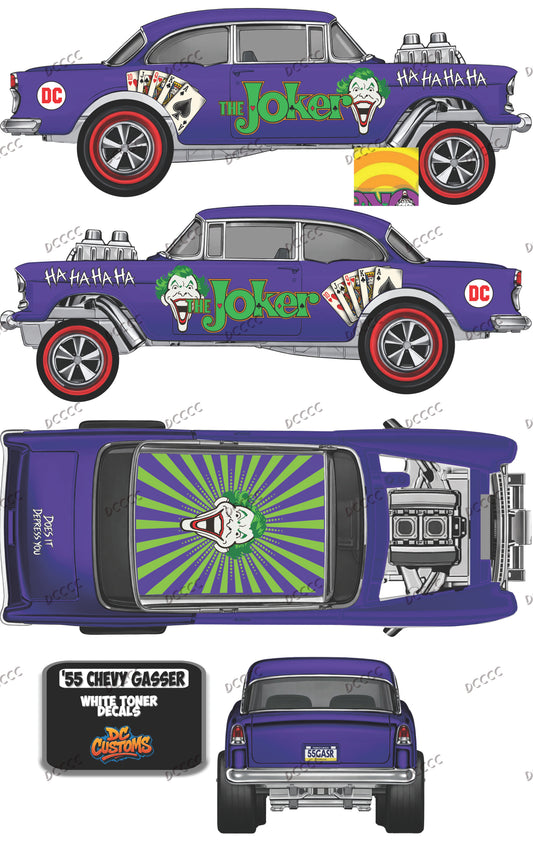 55 CHEVY GASSER (WHITE TONER) DECALS THE JOKER