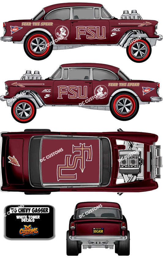 55 CHEVY GASSER (WHITE TONER) DECALS FSU