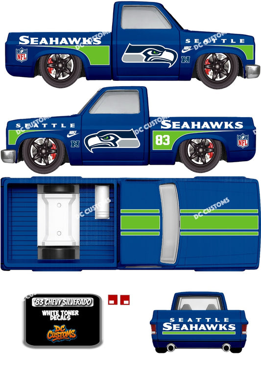 83 CHEVY SILVERADO (WHITE TONER) DECALS SEAHAWKS