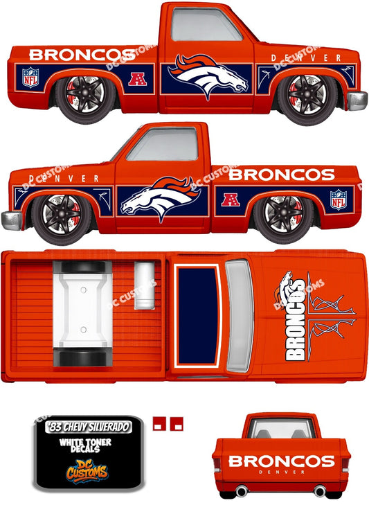 83 CHEVY SILVERADO (WHITE TONER) DECALS BRONCOS