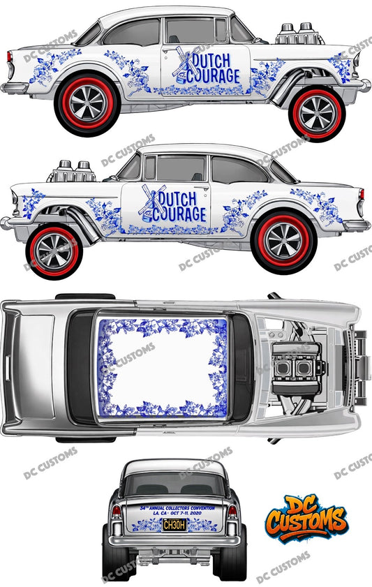 55 CHEVY GASSER (WHITE TONER) DECALS DUTCH COURAGE CONVENTION