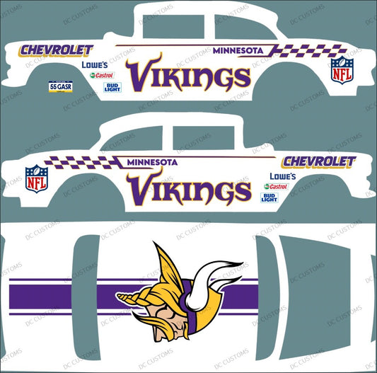55 CHEVY GASSER (WHITE TONER) DECALS VIKINGS