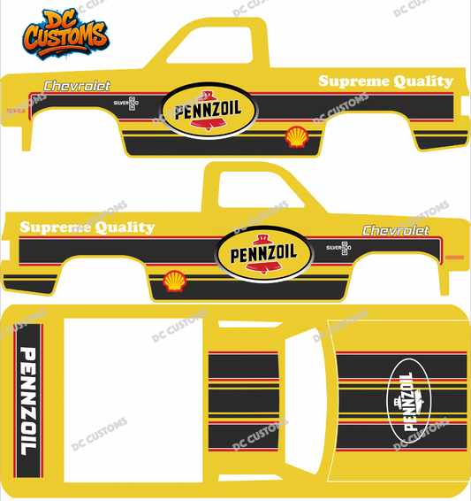 83 CHEVY SILVERADO (WHITE TONER) DECALS PENNZ0IL