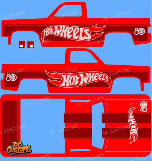83 CHEVY SILVERADO (WHITE TONER) DECALS 80TH ANNIVERSAY RED
