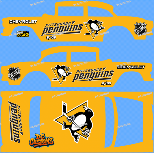 55 CHEVY GASSER (WHITE TONER) DECALS PENGUINS