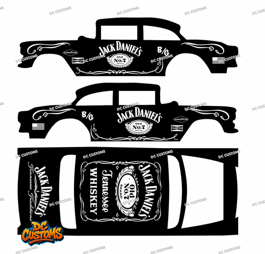 55 CHEVY GASSER (WHITE TONER) DECALS JACK DANIELS