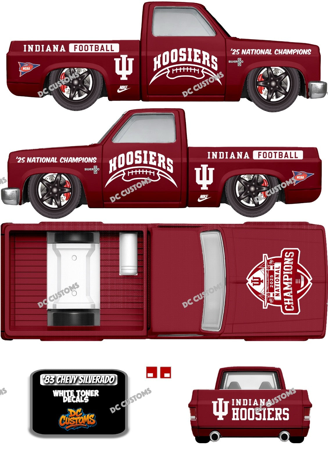 83 CHEVY SILVERADO (WHITE TONER) DECALS INDIANA H00SIERS