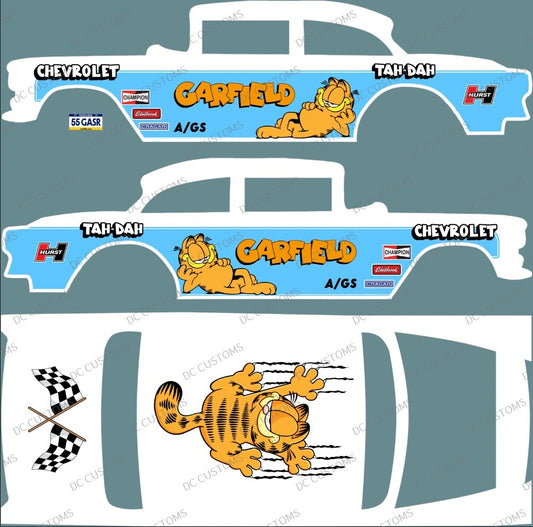 55 CHEVY GASSER (WHITE TONER) DECALS GARFIELD