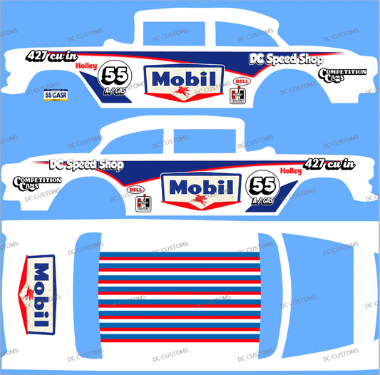 55 CHEVY GASSER (WHITE TONER) DECALS M0BIL