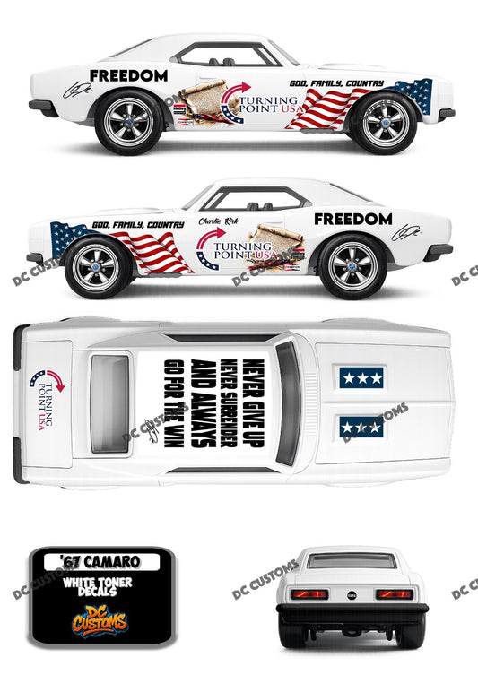 67 CAMARO (WHITE TONER) DECALS TURNING POINT