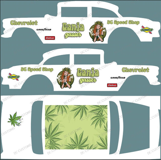 55 CHEVY GASSER (WHITE TONER) DECALS GANJA GASSER