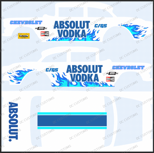55 CHEVY GASSER (WHITE TONER) DECALS ABSOLUT