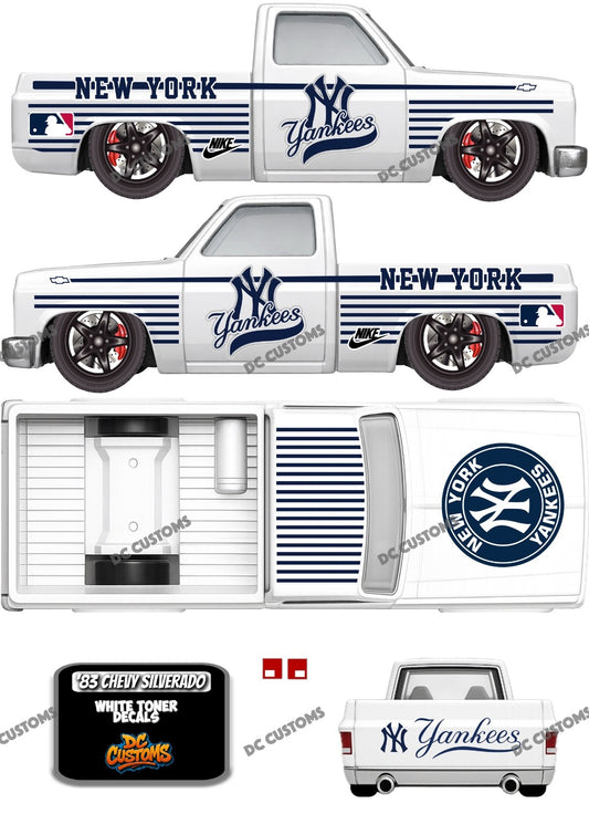 83 CHEVY SILVERADO (WHITE TONER) DECALS NEW YORK YANKEES