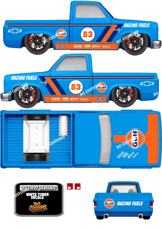 83 CHEVY SILVERADO (WHITE TONER) DECALS GULF