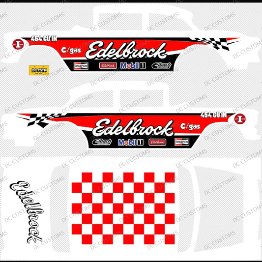 55 CHEVY GASSER (WHITE TONER) DECALS EDELBROCK