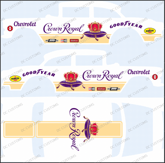 55 CHEVY GASSER (WHITE TONER) DECALS CR0WN R0YAL