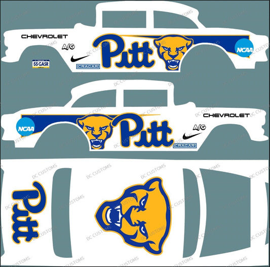55 CHEVY GASSER (WHITE TONER) DECALS PITT PANTHERS