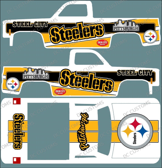 83 CHEVY SILVERADO (WHITE TONER) DECALS STEELERS