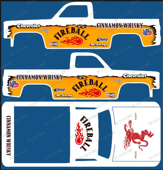 83 CHEVY SILVERADO (WHITE TONER) DECALS FIREBALL
