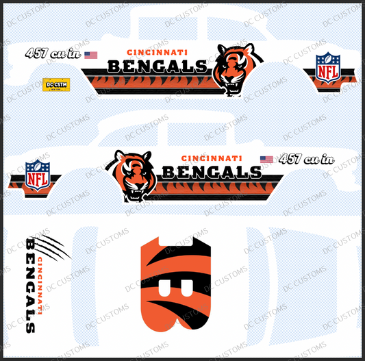55 CHEVY GASSER (WHITE TONER) DECALS BENGALS