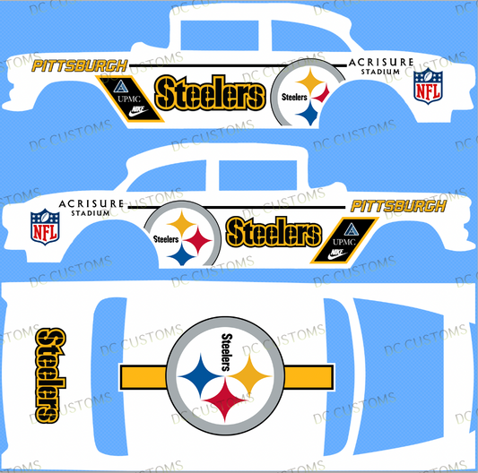 55 CHEVY GASSER (WHITE TONER) DECALS STEELERS