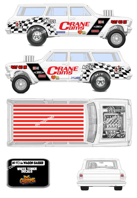 64 NOVA WAGON GASSER (WHITE TONER) DECALS CRANE CAMS