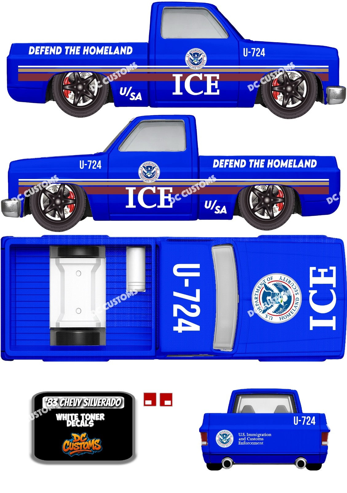 83 CHEVY SILVERADO (WHITE TONER) DECALS ICE