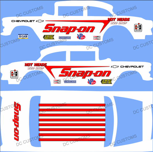 55 CHEVY GASSER (WHITE TONER) DECALS SNAP ON